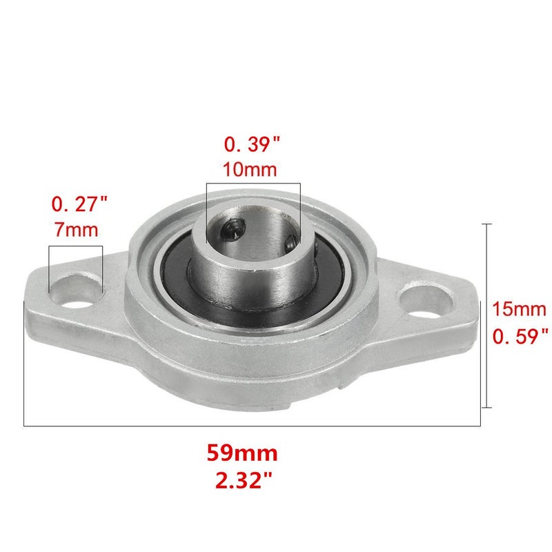 Sydien 4Pcs 10mm/0.39"" ID Zinc Alloy Bore Pillow Flange Mounted Self-aligning Bearing,KFL000 - Image 2